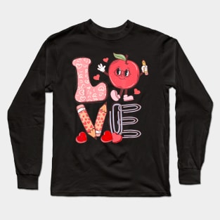 Teacher Love Groovy Back To School Teach Love Long Sleeve T-Shirt